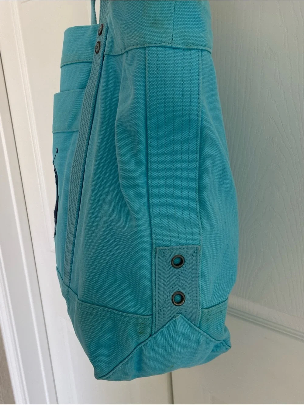 Polo Ralph Lauren  Light Blue Big Pony Zip Cotton Canvas Tote Bag RARE